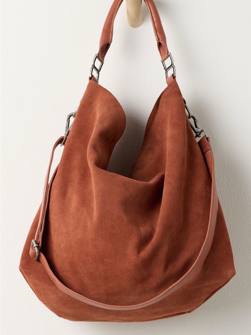 Free People Suede Hobo Shoulder Bag in Rust - Picture 3 of 3